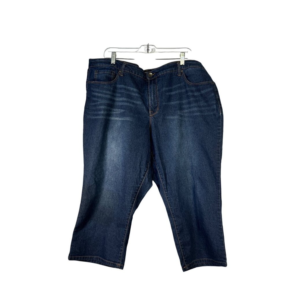 Nine West Womens Plus Size 20W Denim Capris Stretch Mid-Rise Classic Fit